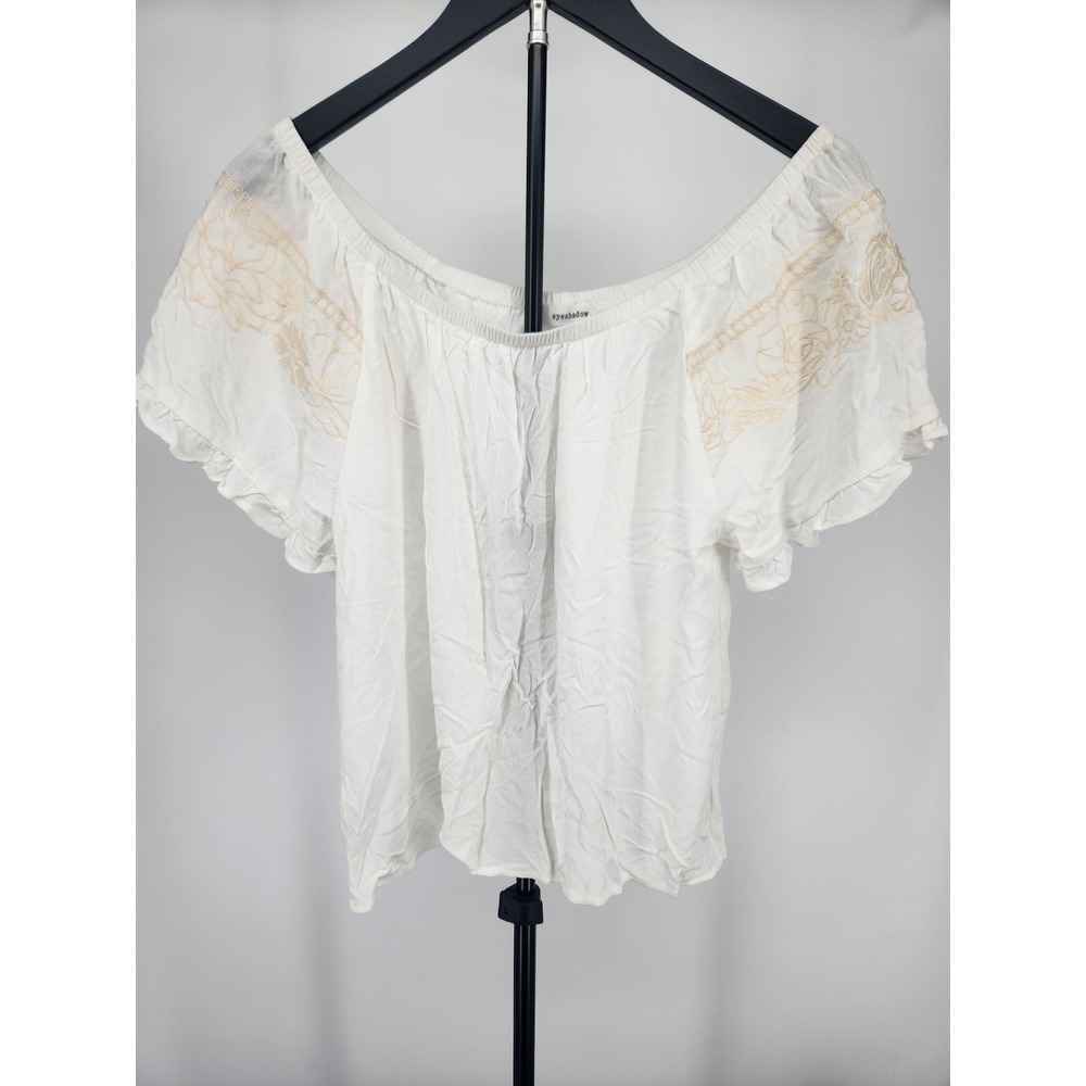 Eyeshadow Womens White Embroidered Off The Shoulder Boho Top J74667CAET Medium